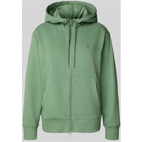 Gant Relaxed Fit Sweatjacke aus Baumwoll-Mix mit Känguru-Tasche in Mint, Größe XXL von Gant
