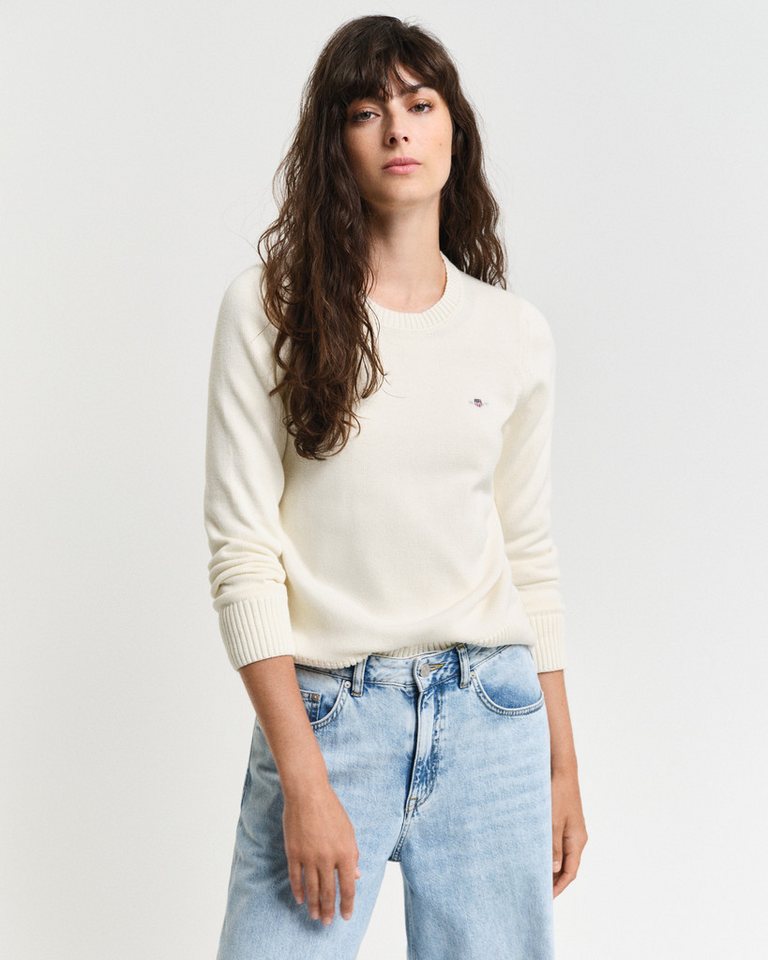 Gant Rundhalspullover CLASSIC COTTON C-NECK mit Zopfstrickmuster von Gant