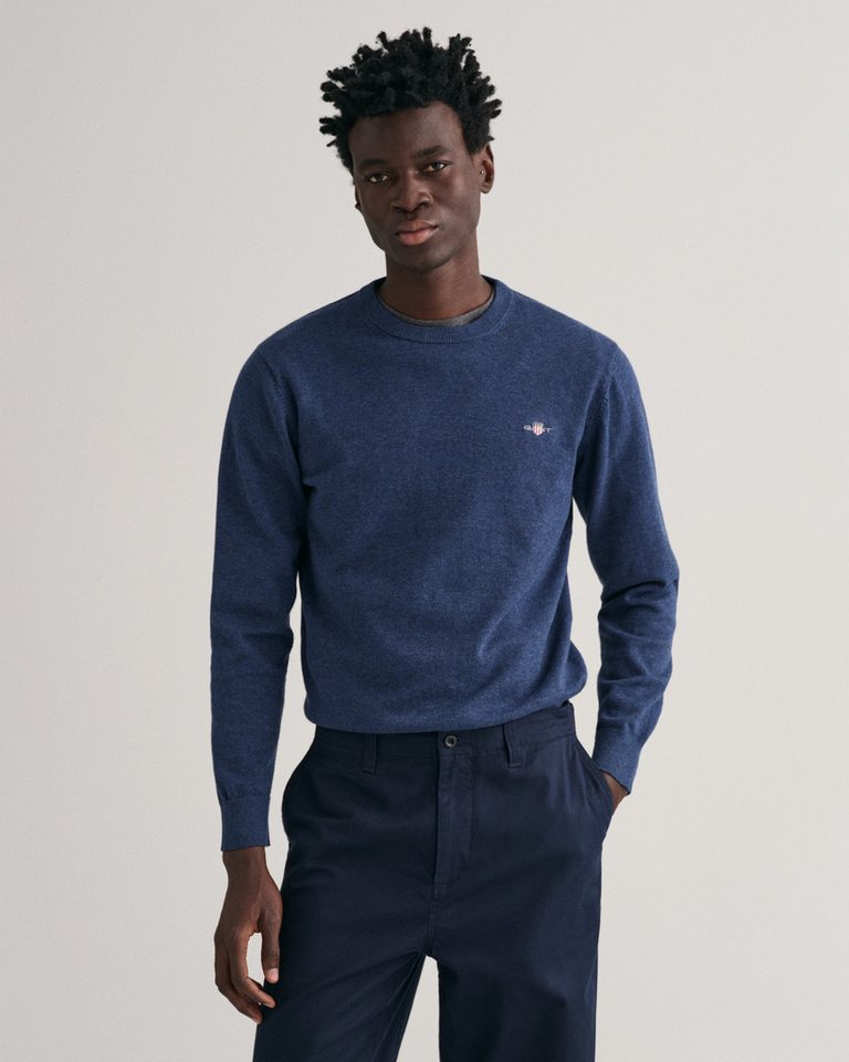 Gant Rundhalspullover CLASSIC COTTON C-NECK Premium Strickpullver aus weicher 100% Baumwolle, Übergangspullover von Gant