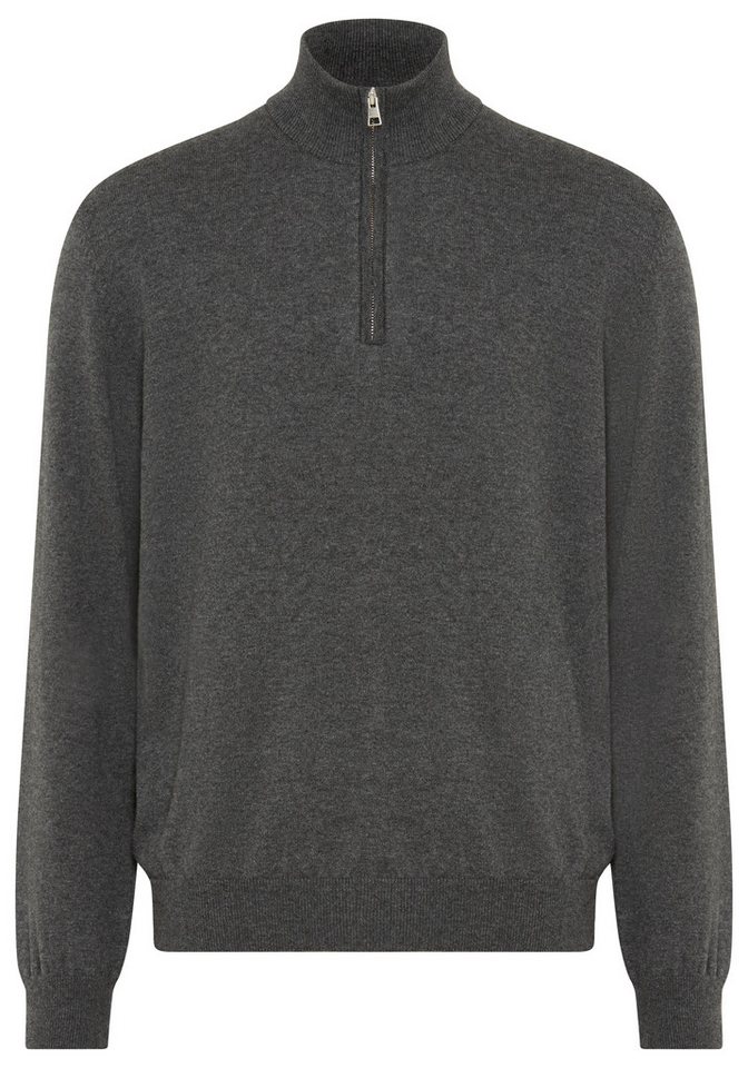 Gant Stehkragenpullover COTTON/WOLL HALF ZIP mit Rippstrick-Details, normale Passform von Gant