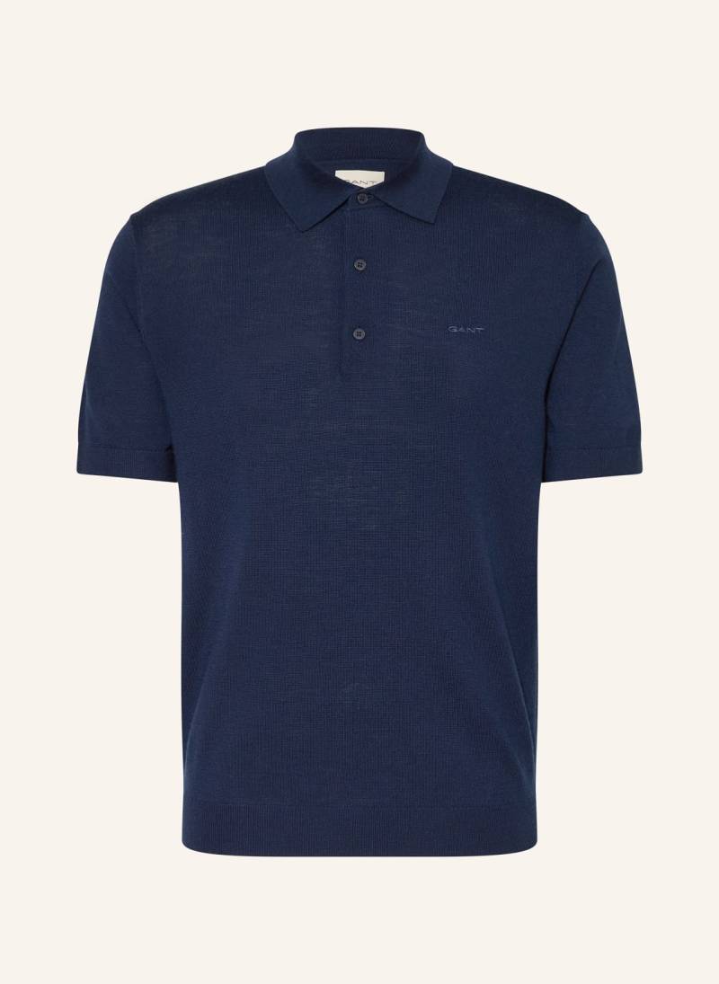 Gant Strick-Poloshirt Regular Fit Aus Merinowolle blau von Gant