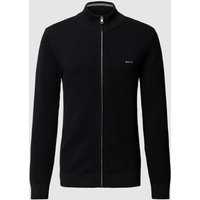 Gant Strickjacke mit Label-Stitching Modell 'PIQUE' in Black, Größe L von Gant