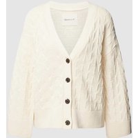 Gant Strickjacke mit Strukturmuster in Offwhite, Größe XXL von Gant