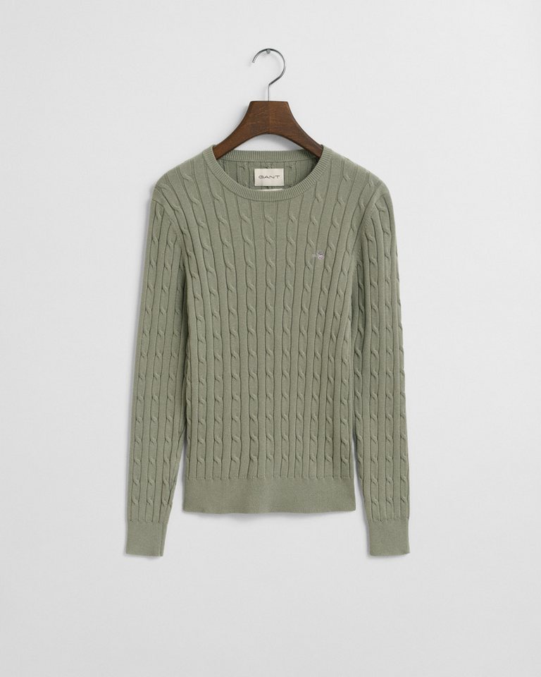 Gant Strickpullover STRETCH COTTON CABLE C-NECK mit Logostickerei auf der Brust von Gant