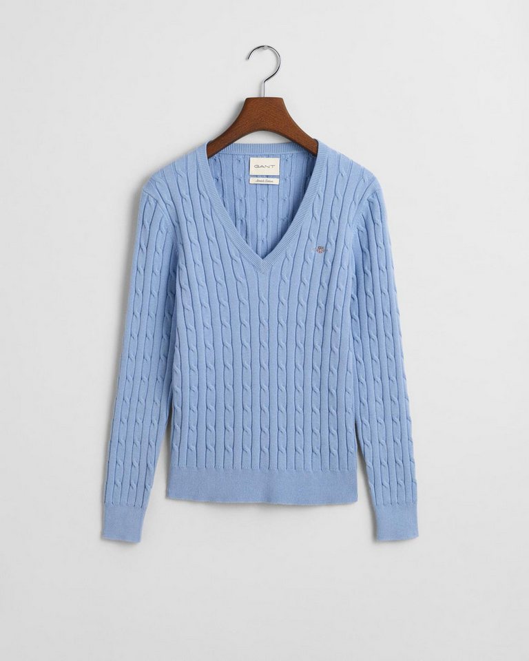 Gant Strickpullover STRETCH COTTON CABLE V-NECK von Gant
