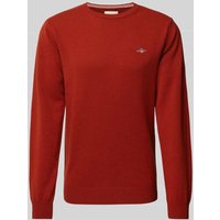 Gant Strickpullover aus Wolle mit Rundhalsausschnitt in Rot, Größe XL von Gant