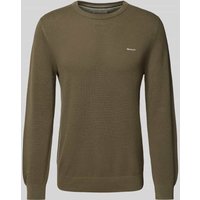 Gant Strickpullover mit Label-Stitching Modell 'PIQUE' in Oliv, Größe XXXL von Gant