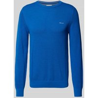 Gant Strickpullover mit Label-Stitching Modell 'PIQUE' in Royal, Größe XXL von Gant