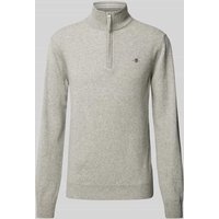 Gant Strickpullover mit Label-Stitching Modell 'SUPERFINE' in Mittelgrau Melange, Größe XL von Gant