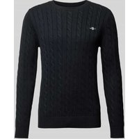Gant Strickpullover mit Label-Stitching in Black, Größe 4XL von Gant