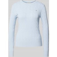 Gant Strickpullover mit Label-Stitching in Hellblau, Größe XXL von Gant