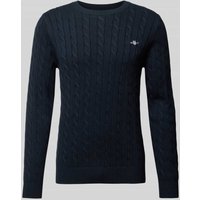 Gant Strickpullover mit Label-Stitching in Marine, Größe XXL von Gant