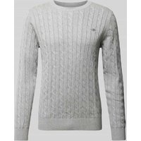 Gant Strickpullover mit Label-Stitching in Mittelgrau Melange, Größe XXL von Gant