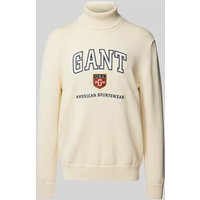 Gant Strickpullover mit Label-Stitching in Offwhite, Größe XL von Gant
