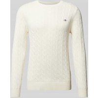Gant Strickpullover mit Label-Stitching in Offwhite, Größe XXL von Gant