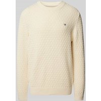 Gant Strickpullover mit Label-Stitching in Offwhite, Größe XXL von Gant