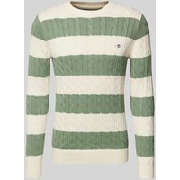 Gant Strickpullover mit Label-Stitching in Schilf, Größe XXXL von Gant