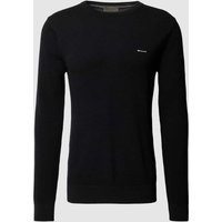 Gant Strickpullover mit Label-Stitching in Black, Größe 4XL von Gant