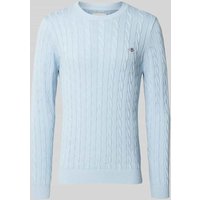 Gant Strickpullover mit Rundhalsausschnitt in Hellblau, Größe XXL von Gant
