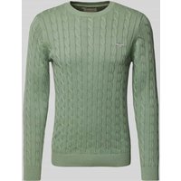Gant Strickpullover mit Rundhalsausschnitt in Schilf, Größe 4XL von Gant