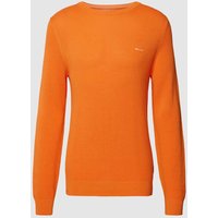 Gant Strickpullover mit Rundhalsausschnitt und Label-Stitching in Orange, Größe L von Gant