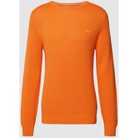 Gant Strickpullover mit Rundhalsausschnitt und Label-Stitching in Orange, Größe XXXL von Gant
