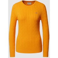 Gant Strickpullover mit Zopfmuster in Apricot, Größe L von Gant