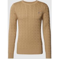 Gant Strickpullover mit Zopfmuster in Beige, Größe 4XL von Gant