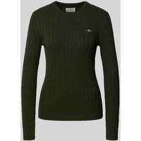 Gant Strickpullover mit Zopfmuster in Dunkelgruen, Größe XL von Gant