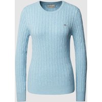 Gant Strickpullover mit Zopfmuster in Hellblau, Größe S von Gant