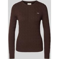 Gant Strickpullover mit Zopfmuster in Mittelbraun, Größe M von Gant