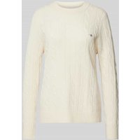 Gant Strickpullover mit Zopfmuster in Offwhite, Größe XL von Gant