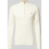 Gant Strickpullover mit Zopfmuster in Offwhite, Größe XXXL von Gant