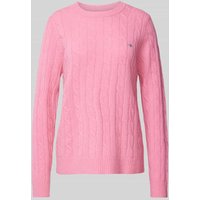 Gant Strickpullover mit Zopfmuster in Pink, Größe XL von Gant