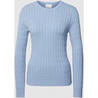 Gant Strickpullover mit Zopfmuster in Rauchblau, Größe L von Gant