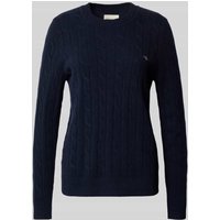 Gant Strickpullover mit Zopfmuster und Label-Stitching in Dunkelblau, Größe XXL von Gant
