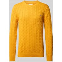 Gant Strickpullover mit gerippten Abschlüssen in Gelb, Größe L von Gant
