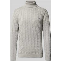 Gant Strickpullover mit gerippten Abschlüssen in Hellgrau, Größe XL von Gant