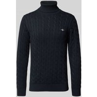 Gant Strickpullover mit gerippten Abschlüssen in Marine, Größe XXL von Gant