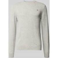 Gant Strickpullover aus reiner Lammwolle mit gerippten Abschlüssen in Mittelgrau Melange, Größe XXXL von Gant