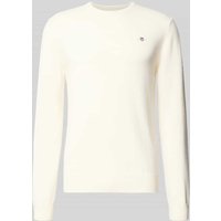 Gant Strickpullover aus reiner Lammwolle mit gerippten Abschlüssen in Offwhite, Größe XXL von Gant