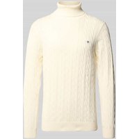 Gant Strickpullover mit gerippten Abschlüssen in Offwhite, Größe XXXL von Gant