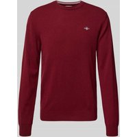 Gant Strickpullover aus reiner Lammwolle mit gerippten Abschlüssen in Pflaume, Größe XXL von Gant