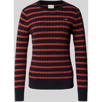 Gant Strickpullover mit gerippten Abschlüssen in Rostrot, Größe M von Gant