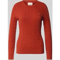 Gant Strickpullover mit gerippten Abschlüssen in Rostrot, Größe XXL von Gant