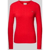 Gant Strickpullover mit gerippten Abschlüssen in Rot, Größe XL von Gant