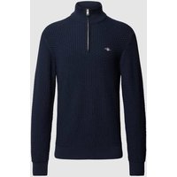 Gant Strickpullover mit kurzem Reißverschluss in Marine, Größe XXL von Gant