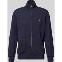 Gant Sweatjacke mit Label-Stitching in Marine, Größe M von Gant