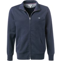 Gant Herren Sweatjacke blau Baumwolle unifarben von Gant