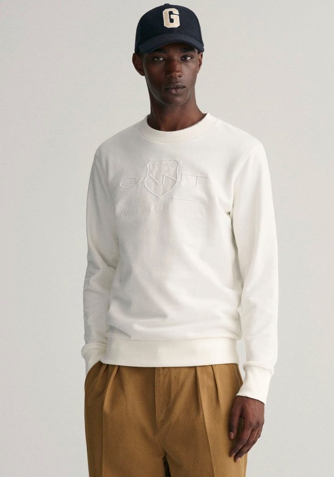 Gant Sweatshirt D1. TONAL ARCHIVE SHIELD C-NECK mit Logostickerei auf der Brust von Gant